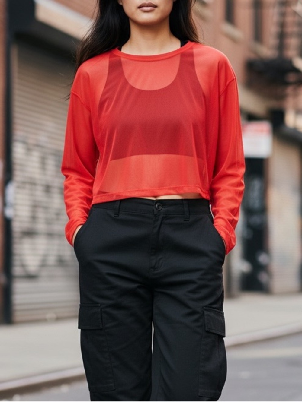 Athleta Circuit Mesh Crop Top | Orange | Lightweight | Breathable |  Size M